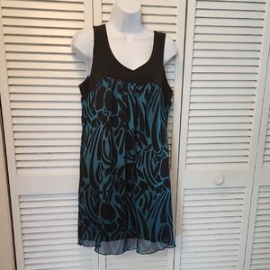 Enfocus Studio Black and Teal Casual Dress